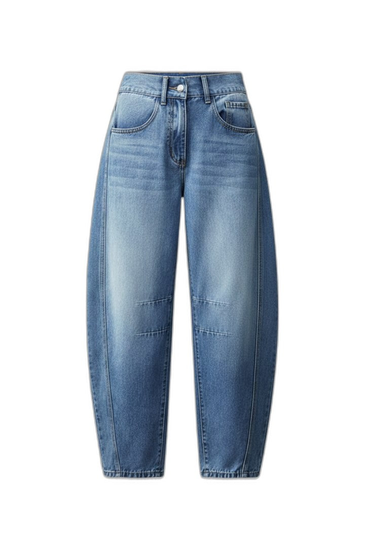 Effortless Blue Denim Jeans for Women with High Waisted Straight Leg Pockets Casual Style