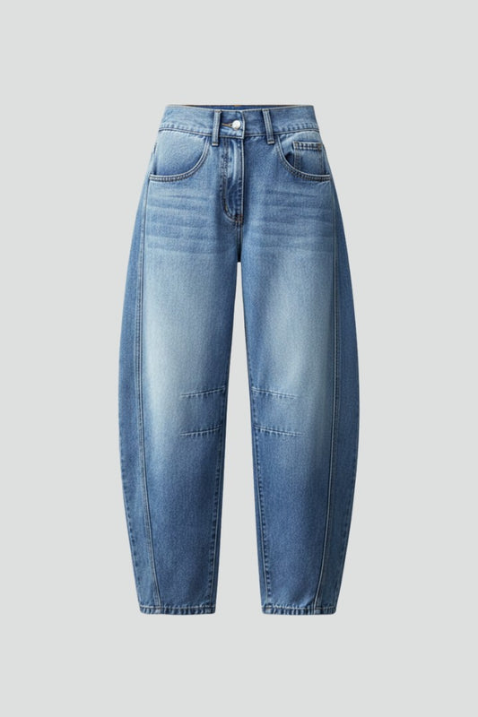 Effortless Blue Denim Jeans for Women with High Waisted Straight Leg Pockets Casual Style