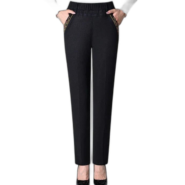 Effortless Blue Denim Jeans for Women with High Waisted Straight Leg Pockets Casual Style