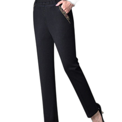 Effortless Blue Denim Jeans for Women with High Waisted Straight Leg Pockets Casual Style