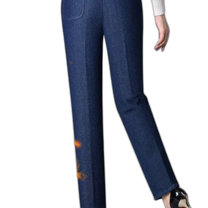 Effortless Blue Denim Jeans for Women with High Waisted Straight Leg Pockets Casual Style