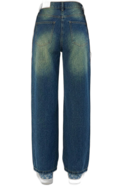 Effortless Blue Denim Jeans for Women with High Waisted Wide Leg Casual Style