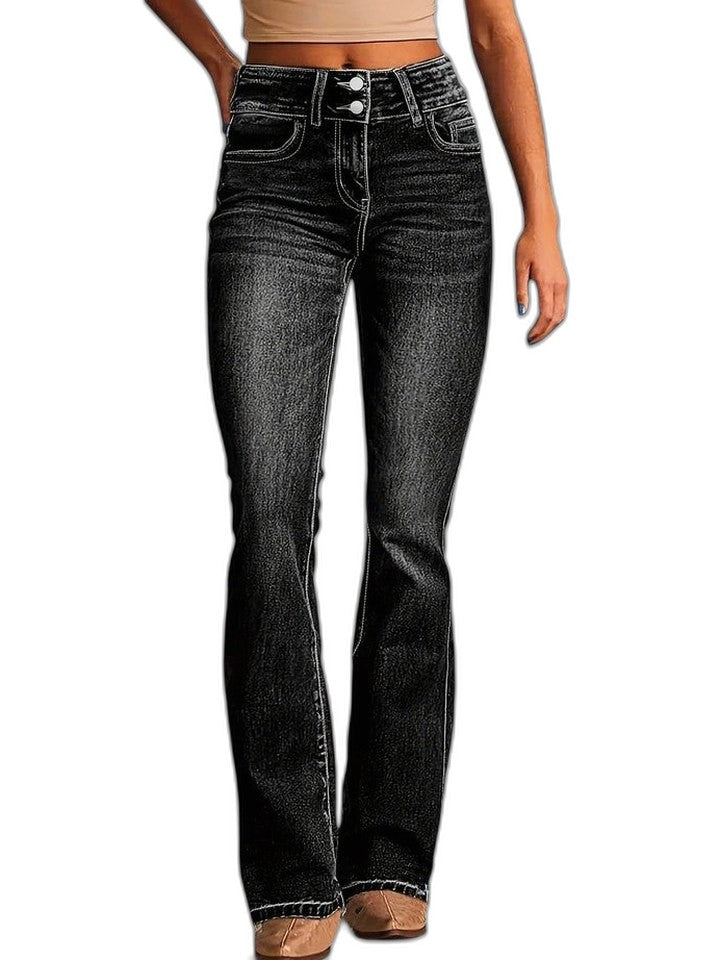 Effortless Blue Denim Jeans for Women with High Waisted Wide Leg Casual Style