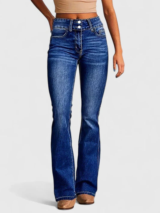 Effortless Blue Denim Jeans for Women with High Waisted Wide Leg Casual Style