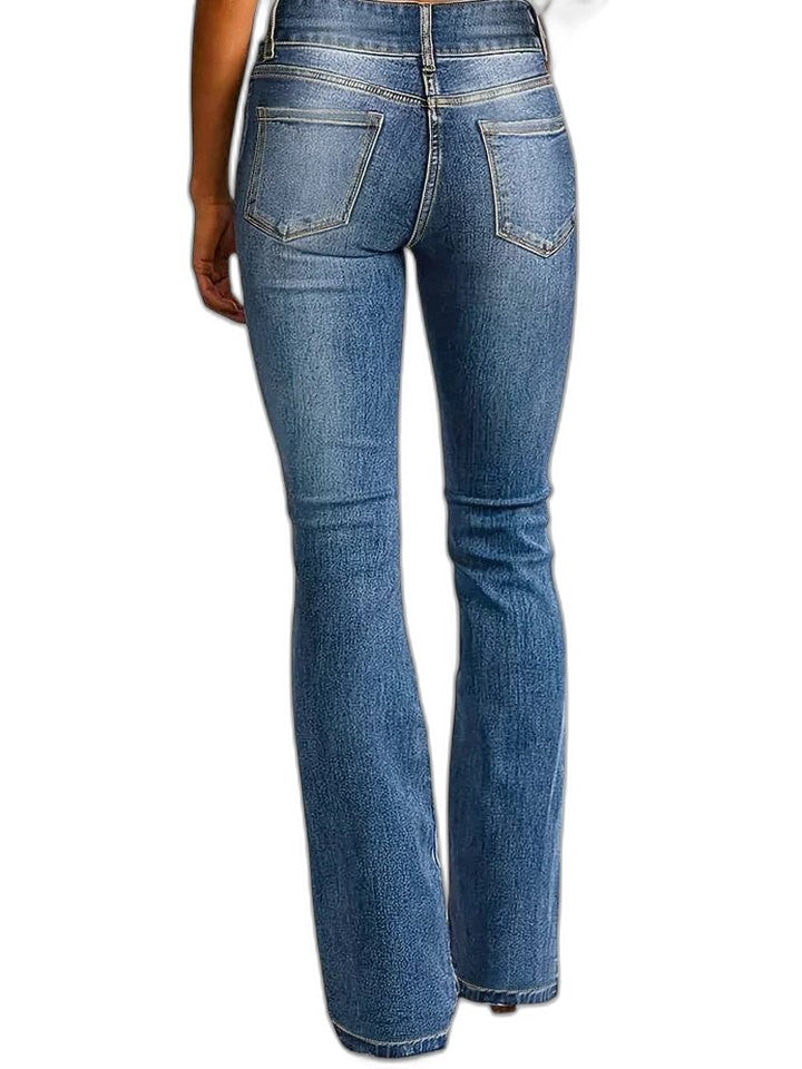 Effortless Blue Denim Jeans for Women with High Waisted Wide Leg Casual Style