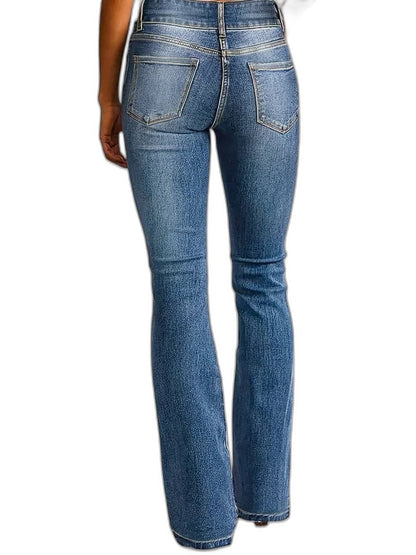 Effortless Blue Denim Jeans for Women with High Waisted Wide Leg Casual Style