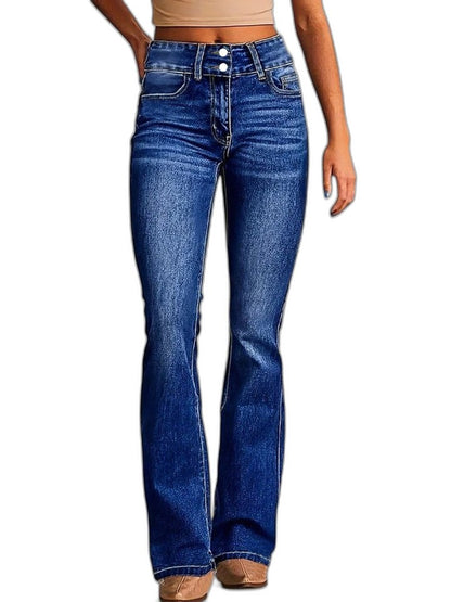 Effortless Blue Denim Jeans for Women with High Waisted Wide Leg Casual Style