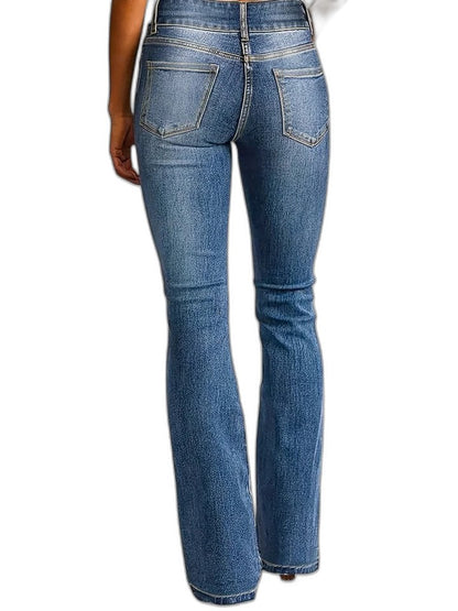 Effortless Blue Denim Jeans for Women with High Waisted Wide Leg Casual Style