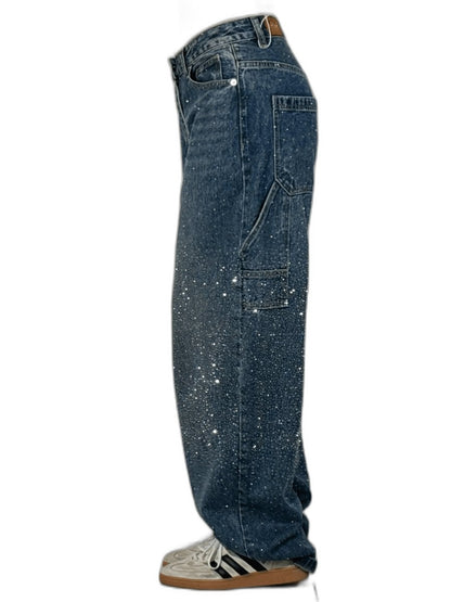 Effortless Blue Denim Jeans for Women with High Waisted Wide Leg Casual Style