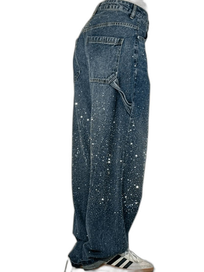 Effortless Blue Denim Jeans for Women with High Waisted Wide Leg Casual Style