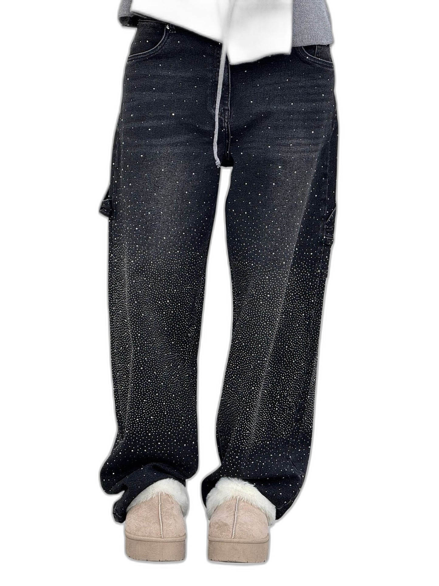 Effortless Blue Denim Jeans for Women with High Waisted Wide Leg Pockets Casual Style