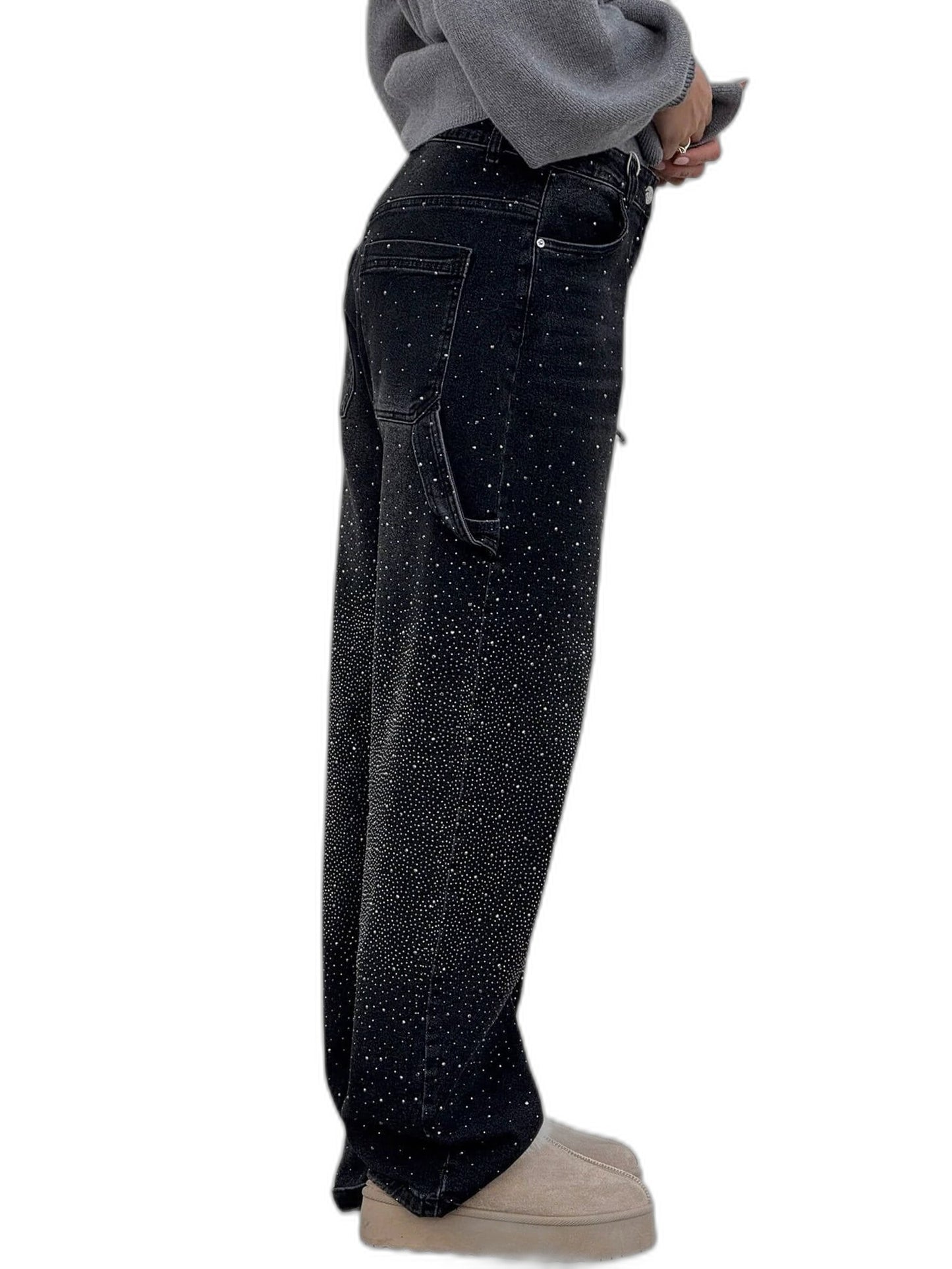 Effortless Blue Denim Jeans for Women with High Waisted Wide Leg Pockets Casual Style