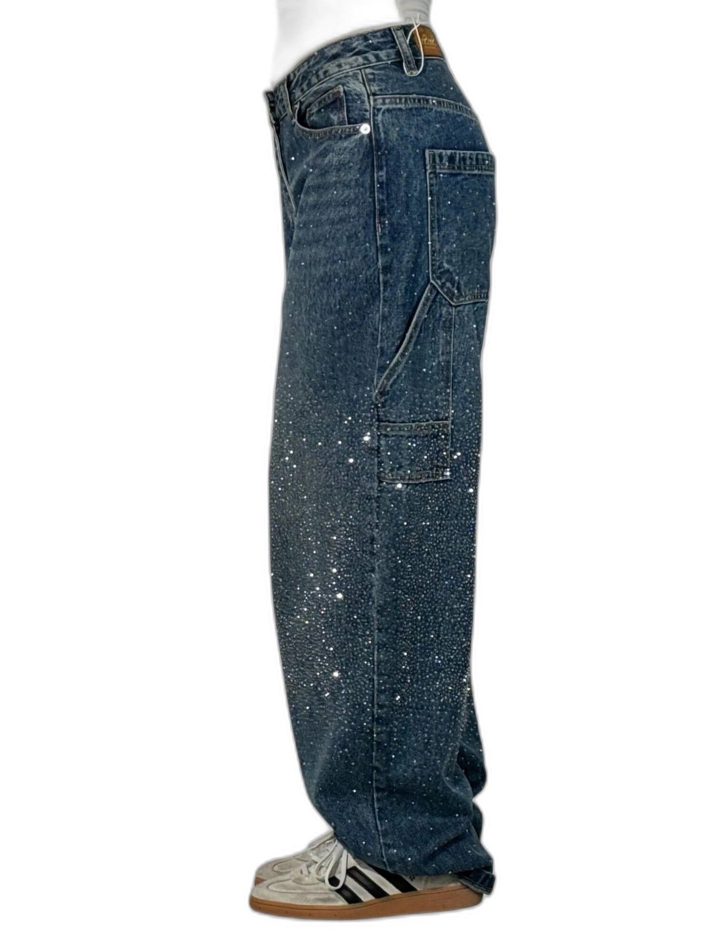 Effortless Blue Denim Jeans for Women with High Waisted Wide Leg Pockets Casual Style