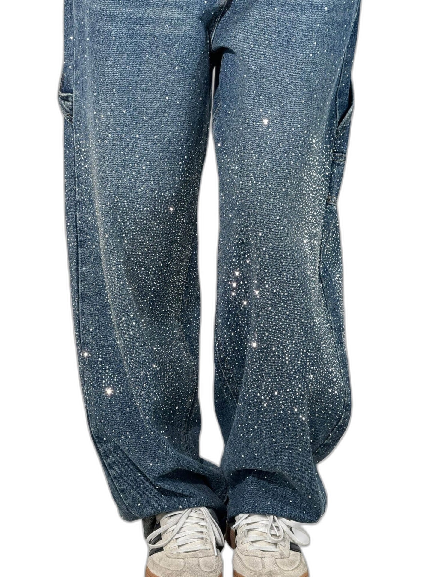 Effortless Blue Denim Jeans for Women with High Waisted Wide Leg Pockets Casual Style