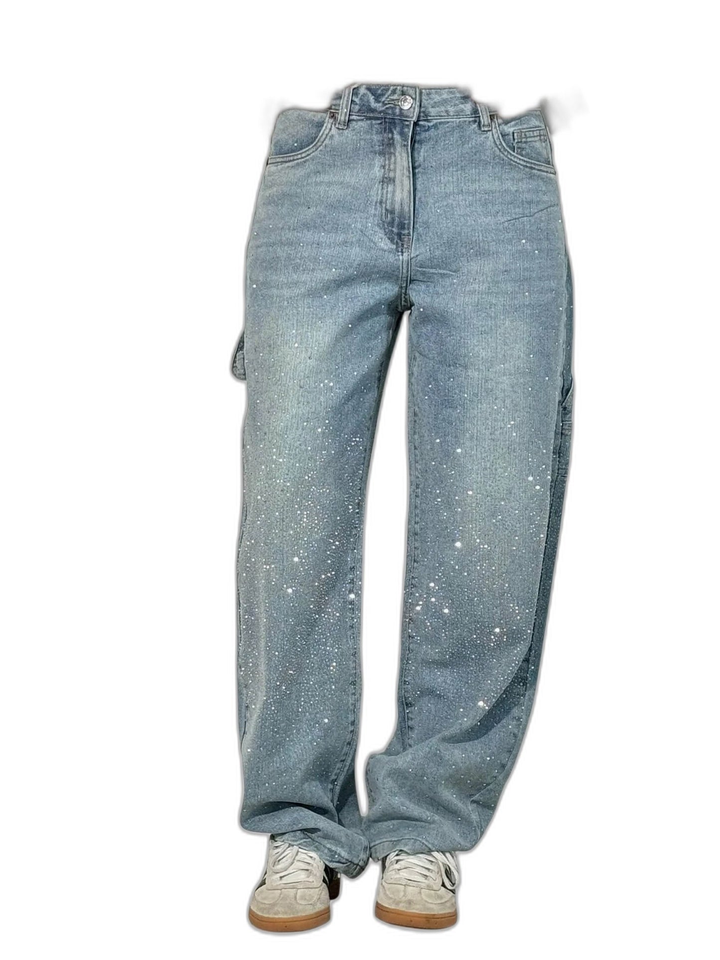 Effortless Blue Denim Jeans for Women with High Waisted Wide Leg Pockets Casual Style