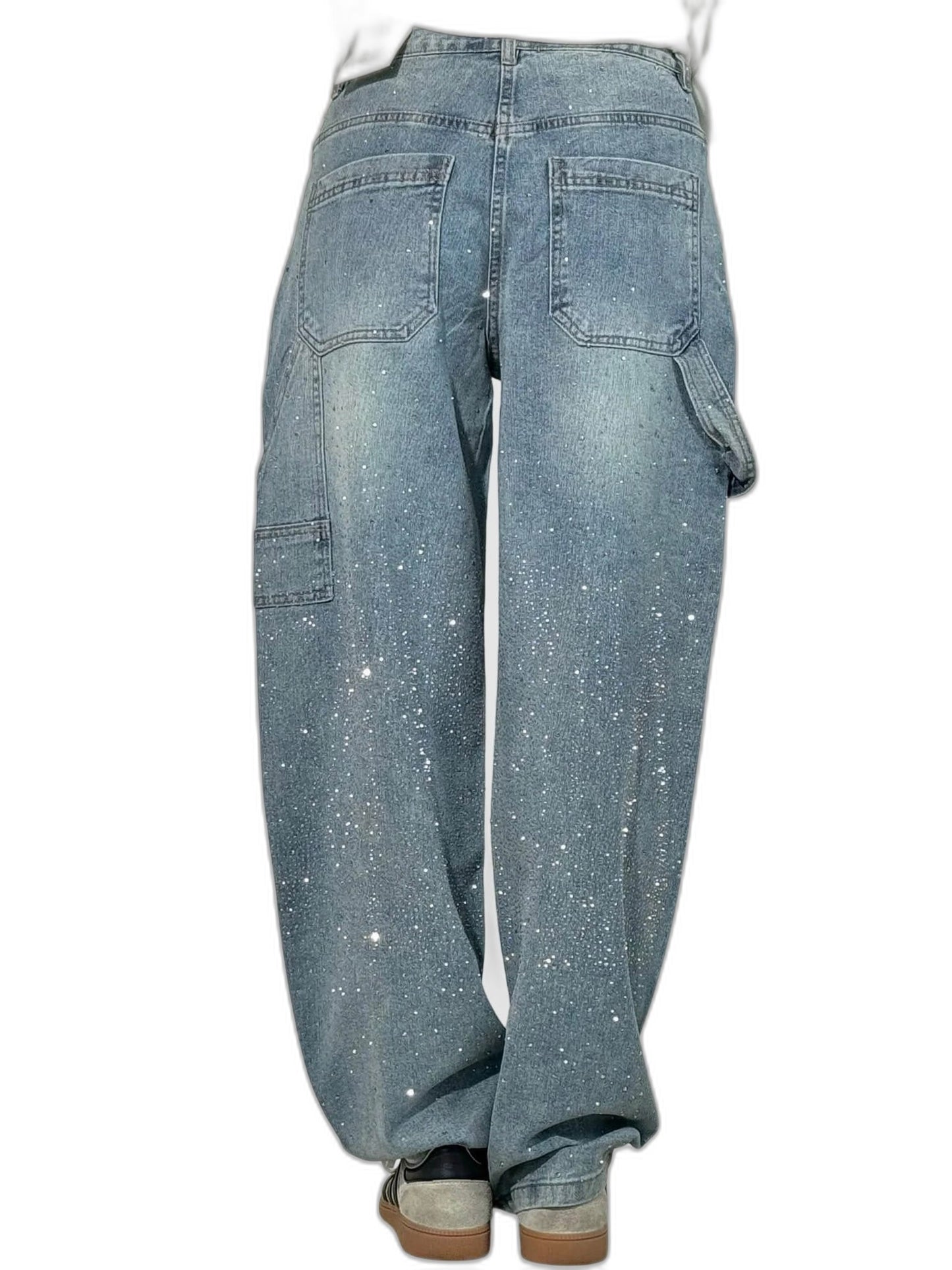 Effortless Blue Denim Jeans for Women with High Waisted Wide Leg Pockets Casual Style