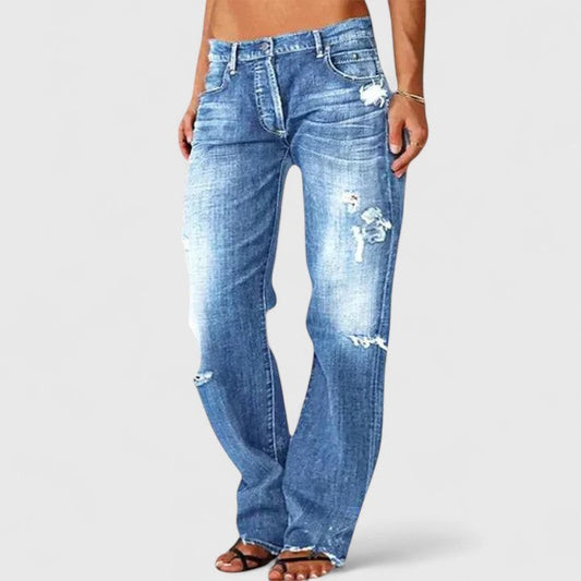 Effortless Blue Denim Jeans for Women with Straight Leg Casual Style