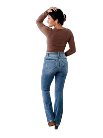 Effortless Blue Denim Jeans for Women with Straight Leg Casual Style