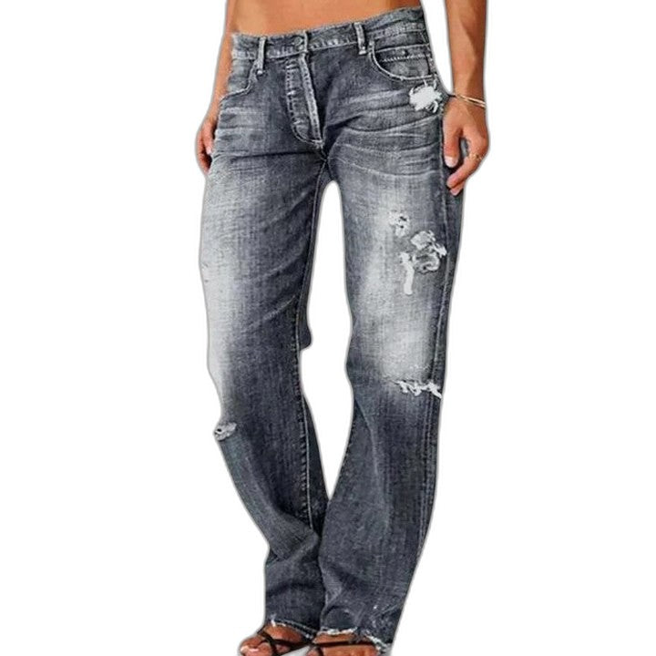 Effortless Blue Denim Jeans for Women with Straight Leg Casual Style
