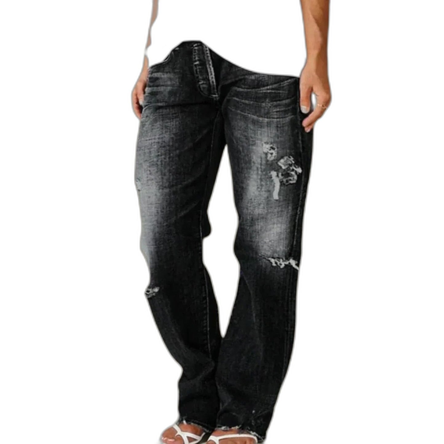 Effortless Blue Denim Jeans for Women with Straight Leg Pockets Casual Style
