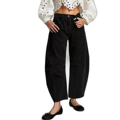 Effortless Blue Denim Jeans for Women with Wide Leg Casual Style