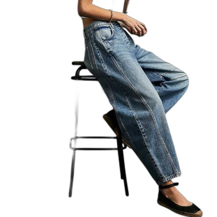 Effortless Blue Denim Jeans for Women with Wide Leg Casual Style