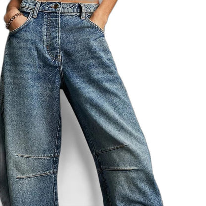 Effortless Blue Denim Jeans for Women with Wide Leg Casual Style