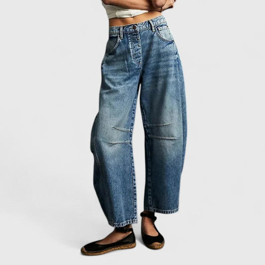 Effortless Blue Denim Jeans for Women with Wide Leg Casual Style