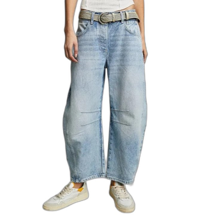 Effortless Blue Denim Jeans for Women with Wide Leg Casual Style