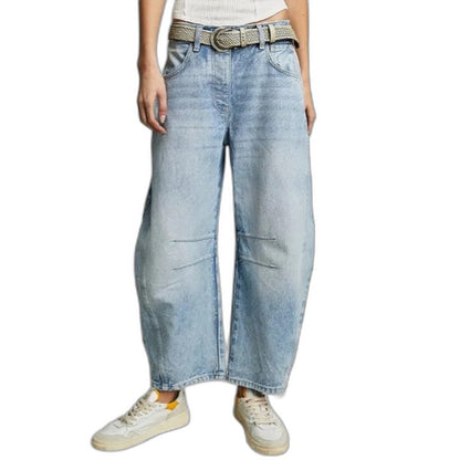 Effortless Blue Denim Jeans for Women with Wide Leg Casual Style