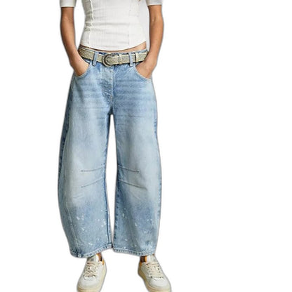 Effortless Blue Denim Jeans for Women with Wide Leg Casual Style