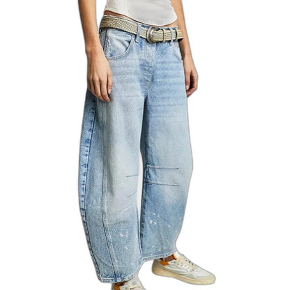 Effortless Blue Denim Jeans for Women with Wide Leg Casual Style