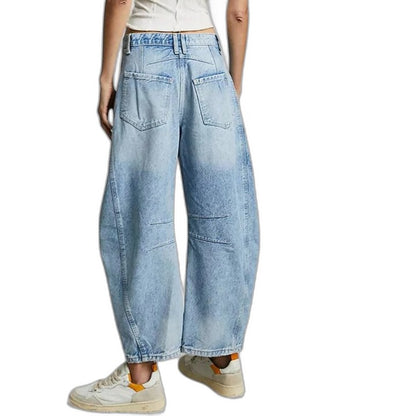 Effortless Blue Denim Jeans for Women with Wide Leg Casual Style
