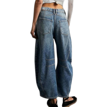 Effortless Blue Denim Jeans for Women with Wide Leg Casual Style
