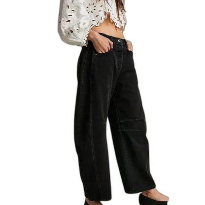 Effortless Blue Denim Jeans for Women with Wide Leg Casual Style