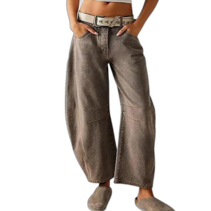 Effortless Blue Denim Jeans for Women with Wide Leg Casual Style