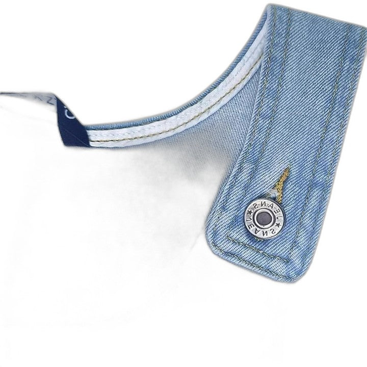 Effortless Blue Denim Mini Dress for Women with Square Neck Sleeveless A Line Pockets Casual Style