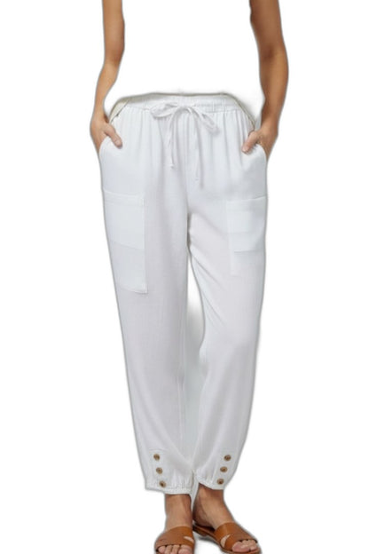 Effortless Blue Denim Pants for Women with High Waisted Drawstring Casual Style