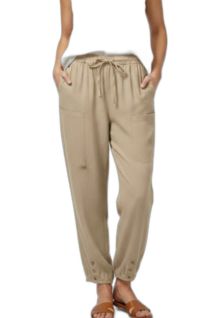 Effortless Blue Denim Pants for Women with High Waisted Drawstring Casual Style
