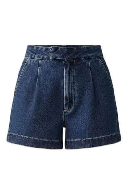 Effortless Blue Denim Shorts for Women with High Waisted Pockets Casual Style