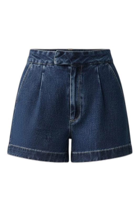 Effortless Blue Denim Shorts for Women with High Waisted Pockets Casual Style