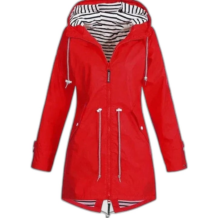 Effortless Blue Jacket for Women with Collared Long Sleeve Pockets Hooded Casual Style