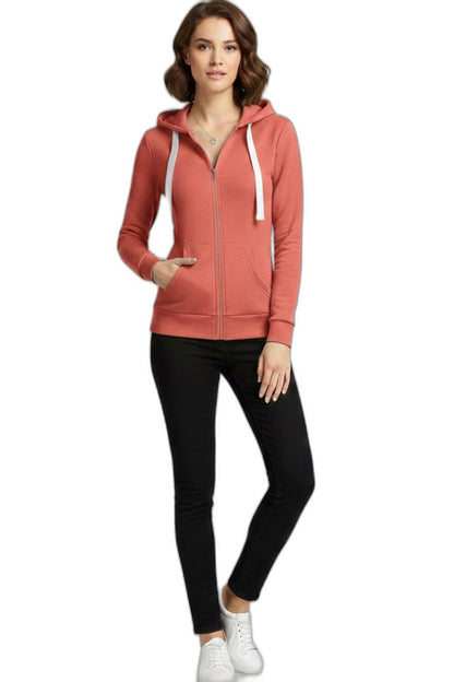Effortless Blue Jacket for Women with High Neck Long Sleeve Drawstring Zip Up Pockets Casual Style