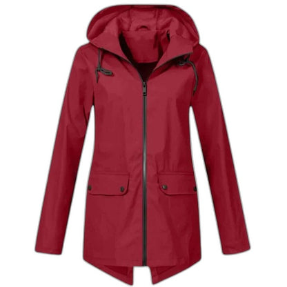 Effortless Blue Jacket for Women with High Neck Long Sleeve Pockets Casual Style