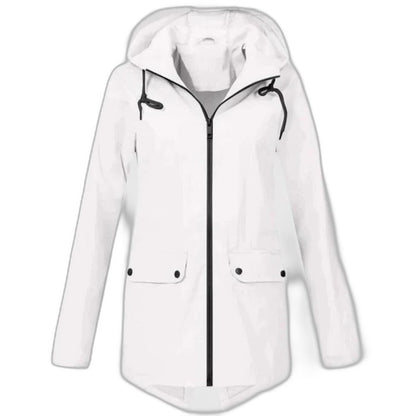 Effortless Blue Jacket for Women with High Neck Long Sleeve Pockets Casual Style