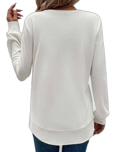 Effortless Blue Knit Sweater for Women with Crew Neck Long Sleeve Oversized Casual Style
