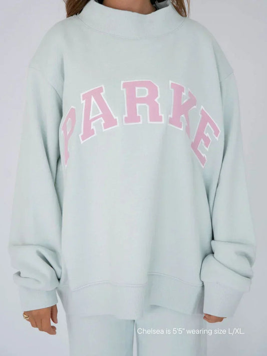 Effortless Blue Knit Sweater for Women with High Neck Long Sleeve Oversized Casual Style
