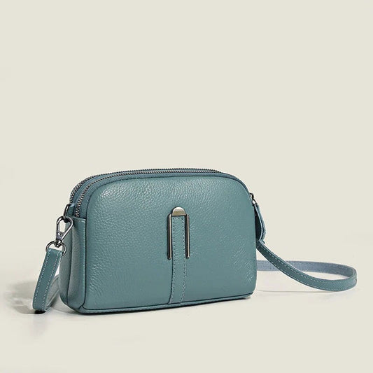 Effortless Blue Leather Crossbody Bag for Women with Casual Style