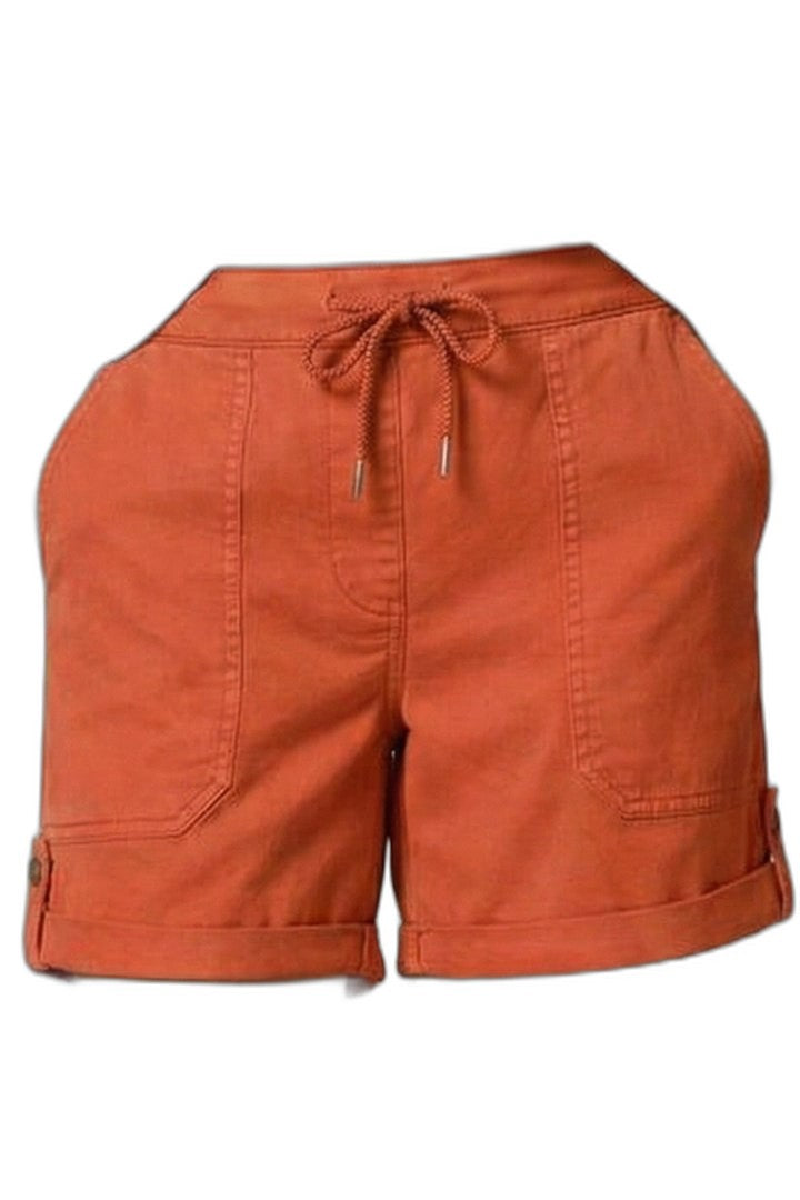 Effortless Blue Linen Shorts for Women with High Waisted Drawstring Pockets Casual Style