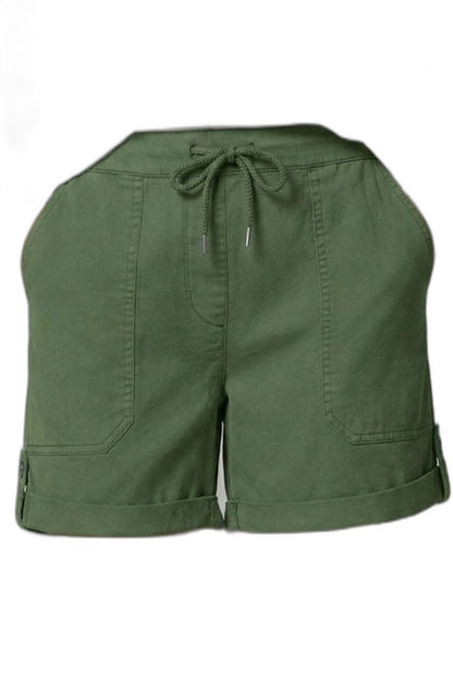 Effortless Blue Linen Shorts for Women with High Waisted Drawstring Pockets Casual Style
